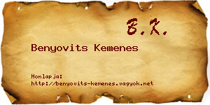 Benyovits Kemenes névjegykártya